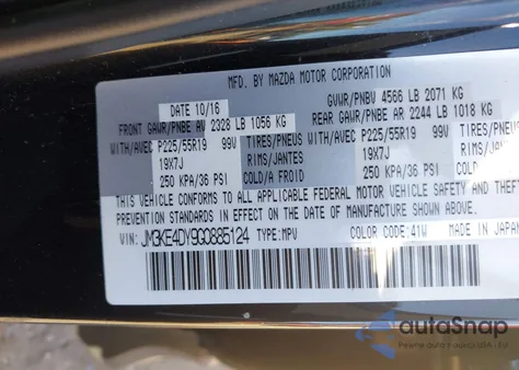 2016 Mazda Cx-5 Grand Touring z USA, uszkodzony, nr VIN JM3KE4DY9G0885124